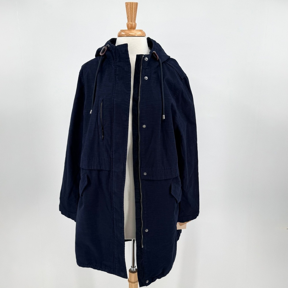 Levis Womens Hooded Fishtail Cotton‎ Jacket Navy Blue XL Utility Coat NWT